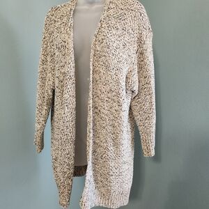 Lane Bryant Open-Front Cream Speckled Knit Cardigan Sweater